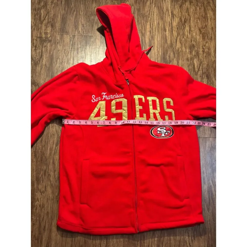 NFL San Francisco 49ers full zip fleece hoodie jacket‎ mens SF Red sz M football
